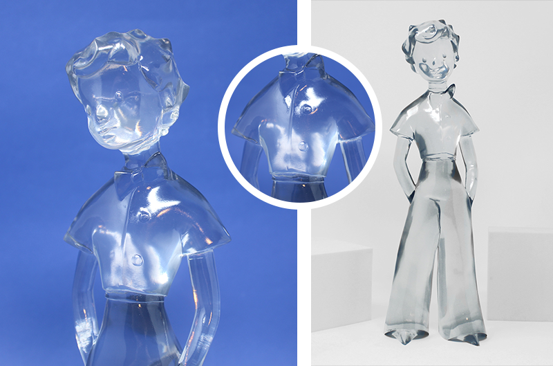 L'édition collector du Petit Prince Cristal est réalisé en résine transparente, un matériau difficile à travailler
